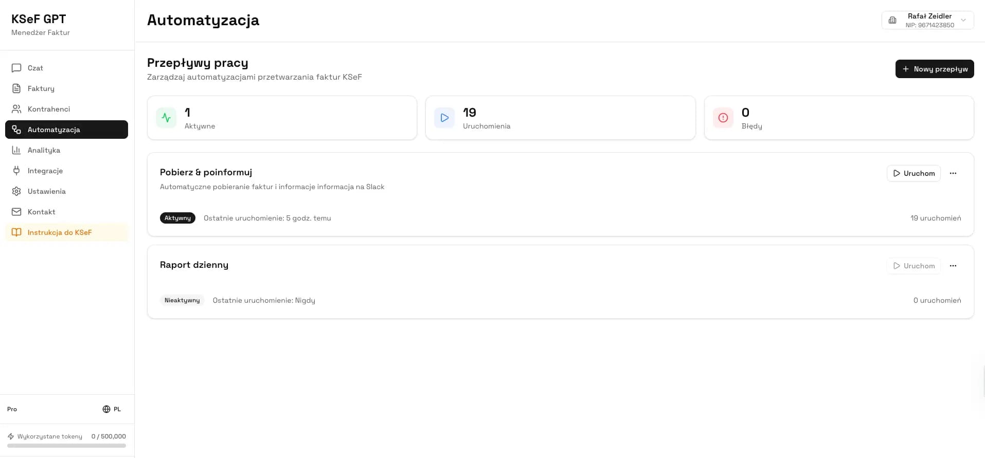 Panel automatyzacji KSeF GPT - gotowe przepływy pracy i reguły przetwarzania dokumentów