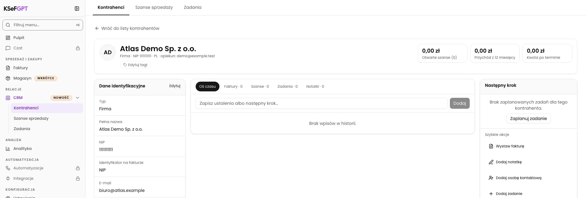 Krok 1. Otwórz kartę kontrahenta w CRM