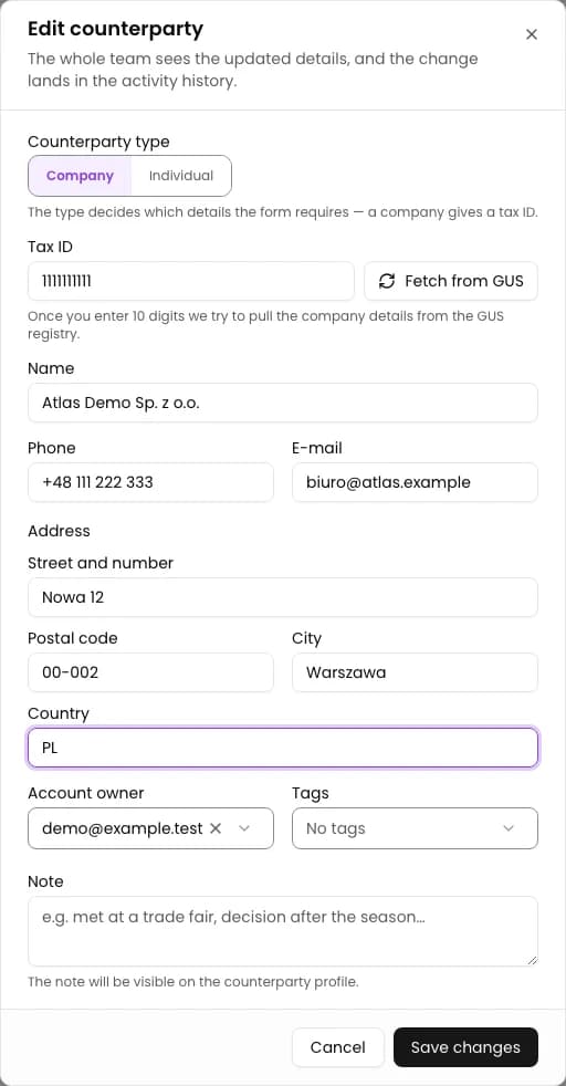 Step 2. Open editing and update the address