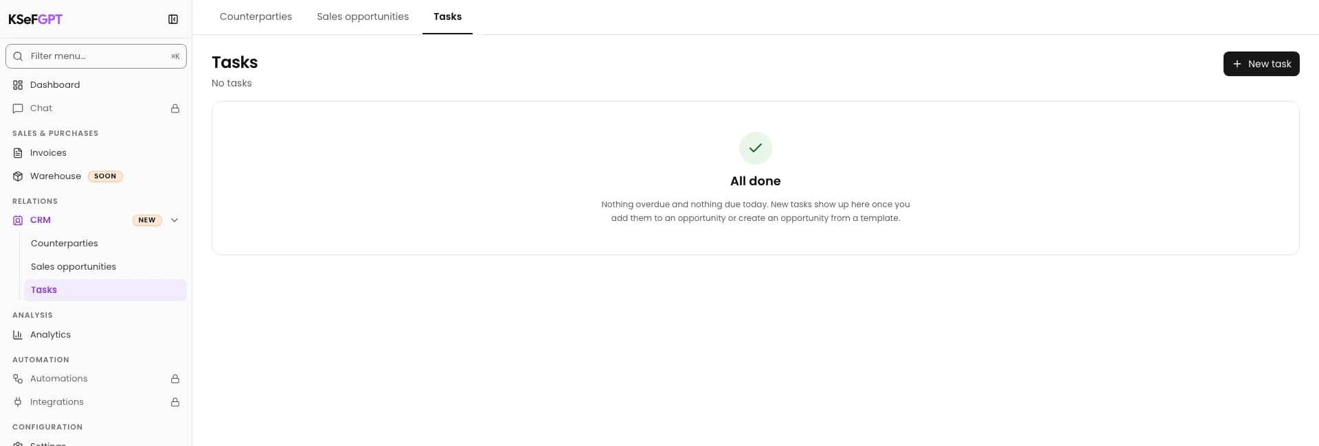 Open a new task: Add a task with a due date in CRM