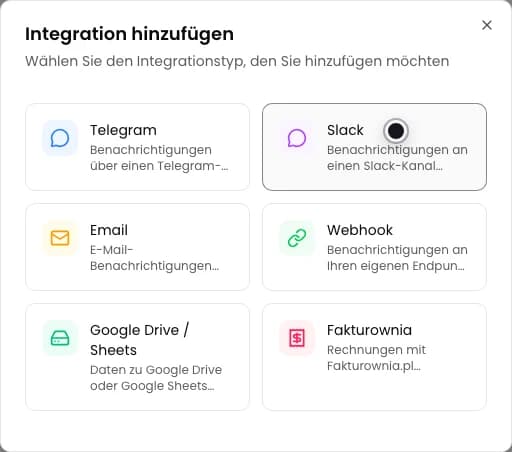 Dialog Integration hinzufügen mit sichtbarer Email-Karte