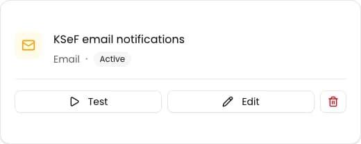 Saved Email integration card with the Active status