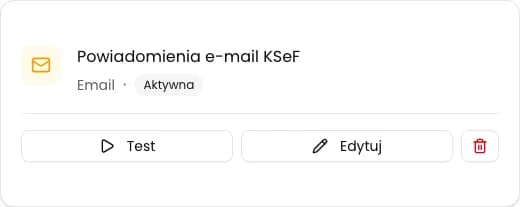 Zapisana karta integracji Email ze statusem Aktywna