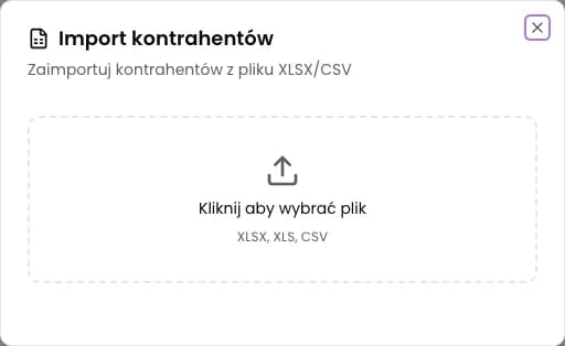 W oknie importu wybierz plik CSV lub Excel.