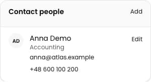 Save and check the contact: Add a contact person in CRM