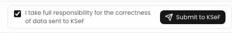 Data responsibility confirmation and the Submit to KSeF button