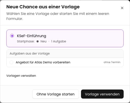 Vorlage auswählen und prüfen: KSeF-Einführung - Atlas Demo