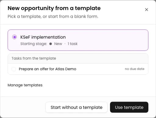 Choose and review the template: KSeF implementation - Atlas Demo