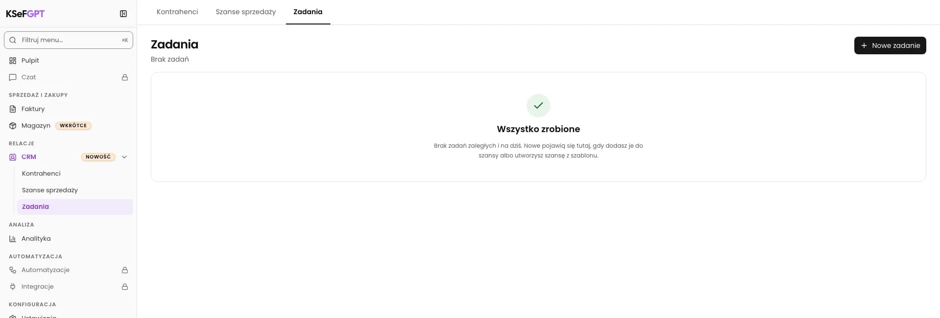 Otwórz nowe zadanie: Dodaj zadanie z terminem w CRM