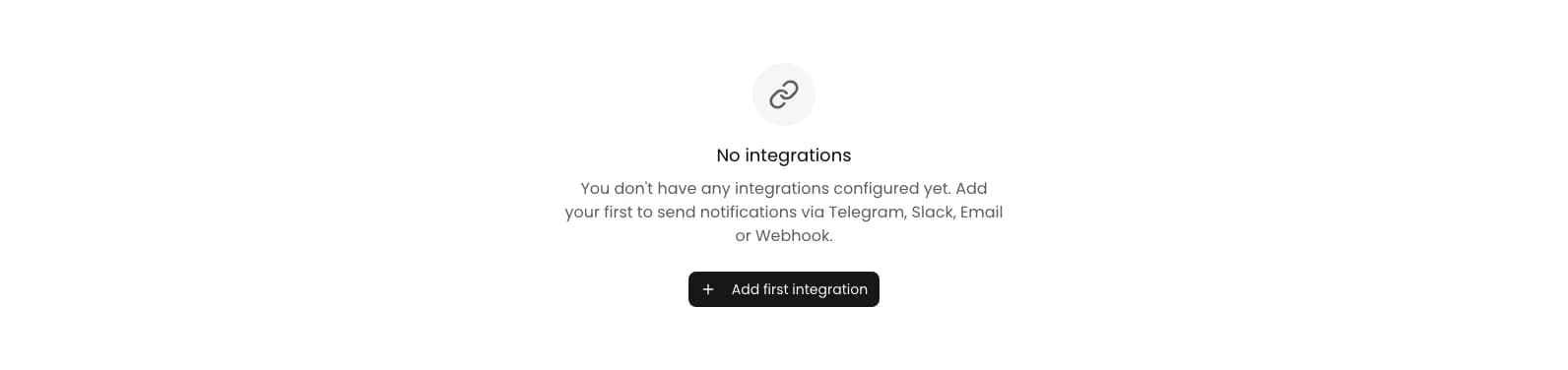 Empty integrations list in KSeFGPT with the Add first integration button