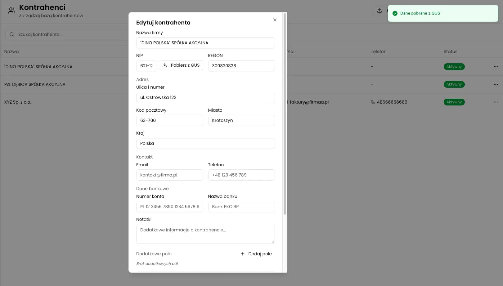 Adding a contractor in KSeFGPT as part of migrating customer data for KSeF work