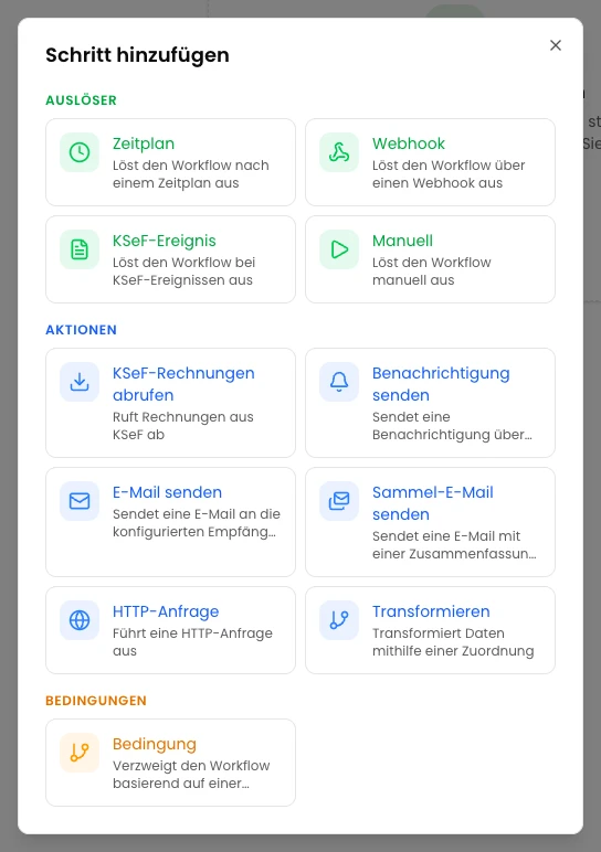 KSeFGPT: Wählen Sie den Zeitplan als Auslöser.