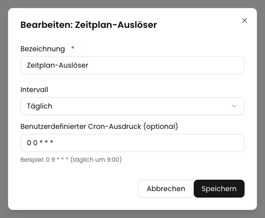 KSeFGPT: Wählen Sie das tägliche Intervall und speichern Sie den Baustein.