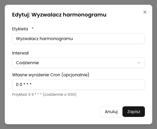 KSeFGPT: Ustaw częstotliwość codzienną i zapisz blok.