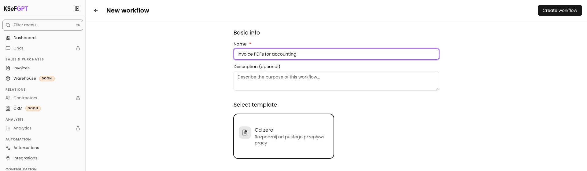 Create an empty workflow