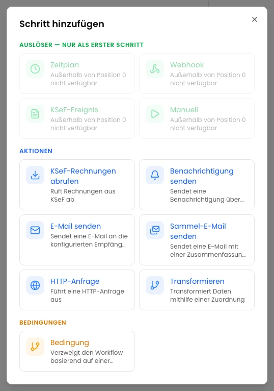 Aktion zum E-Mail-Versand hinzufügen