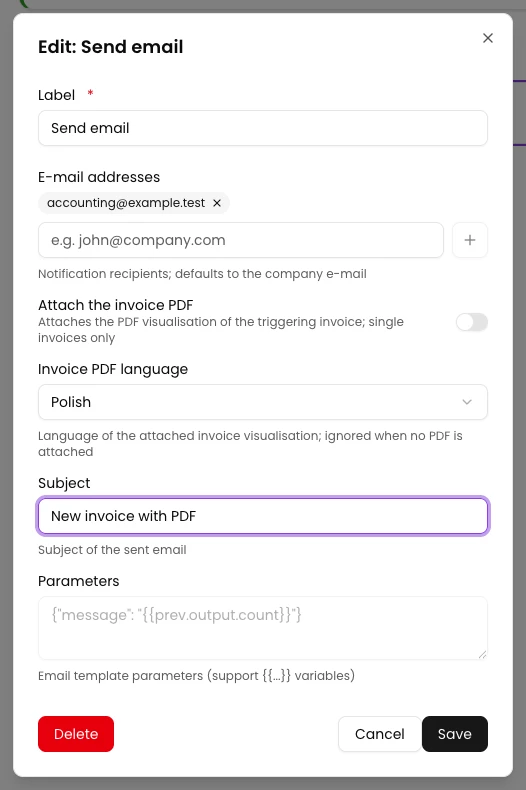 Add the recipient and subject