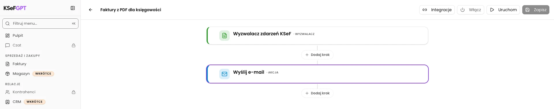 Zapisz i sprawdź przepływ