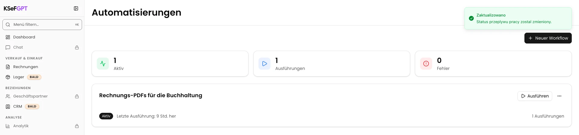 Automatisierung aktivieren