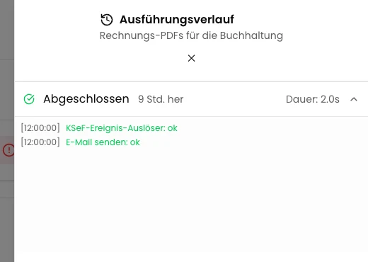 Verlauf nach einer neuen Rechnung prüfen
