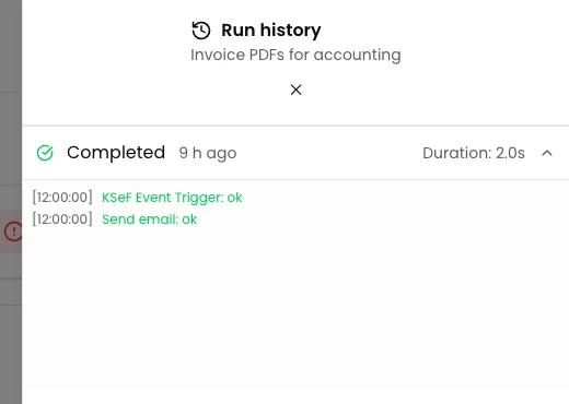 Check the history after a new invoice