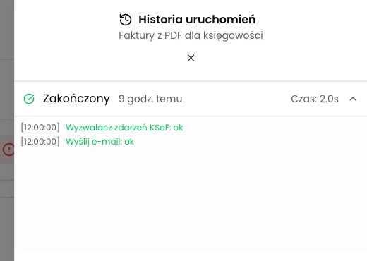 Sprawdź historię po nowej fakturze