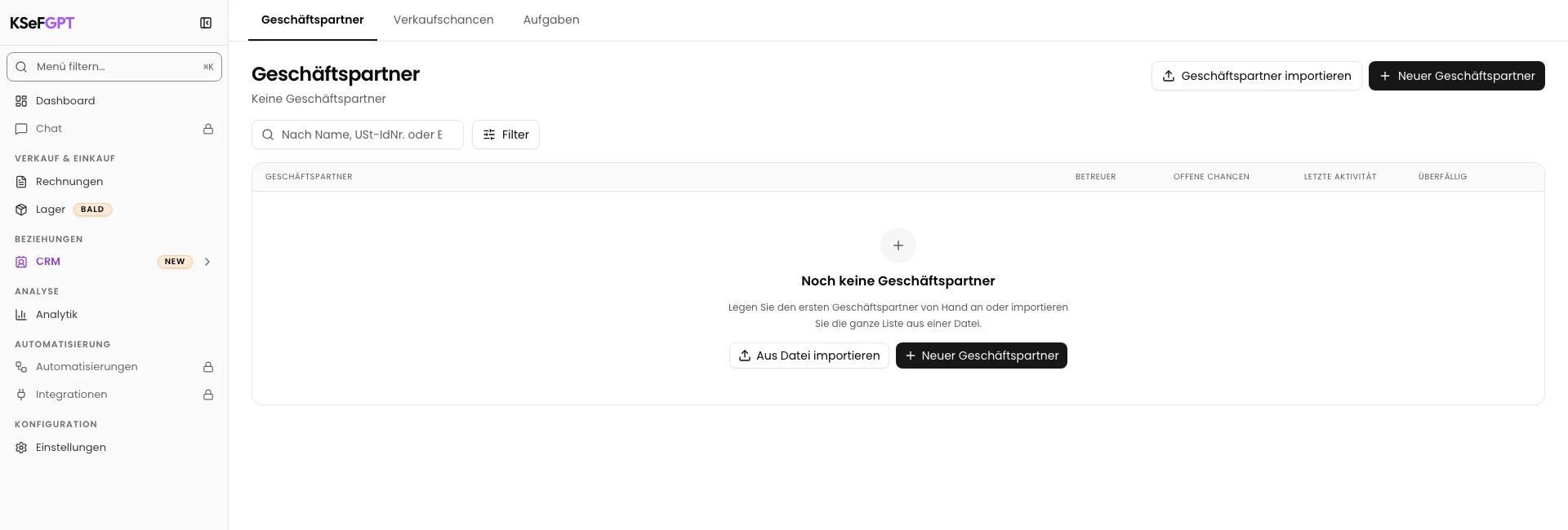 Schritt 1. Geschäftspartner im CRM öffnen. Öffnen Sie CRM im Menü und wählen Sie Geschäftspartner.