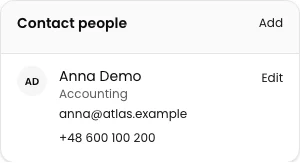 Save and check the contact: Add a contact person in CRM