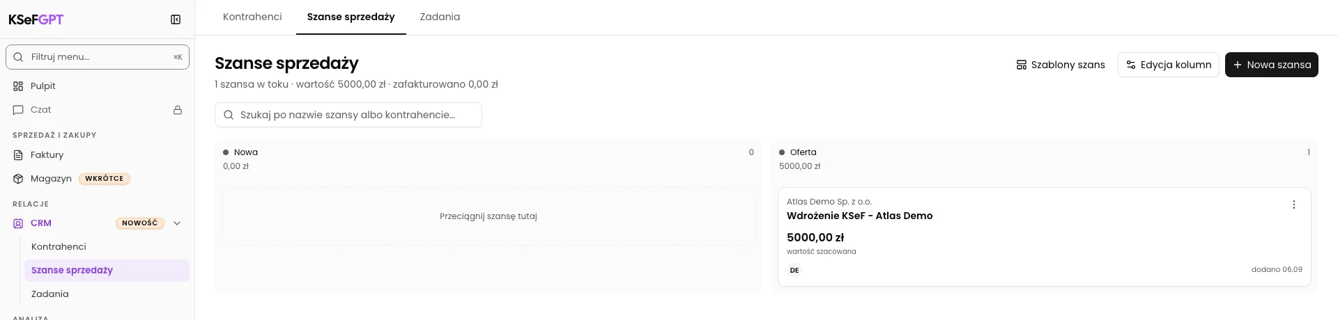 Sprawdź kolumnę po odświeżeniu: Wdrożenie KSeF - Atlas Demo
