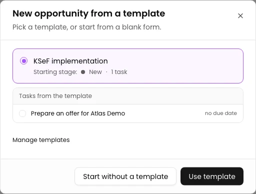 Choose and review the template: KSeF implementation - Atlas Demo
