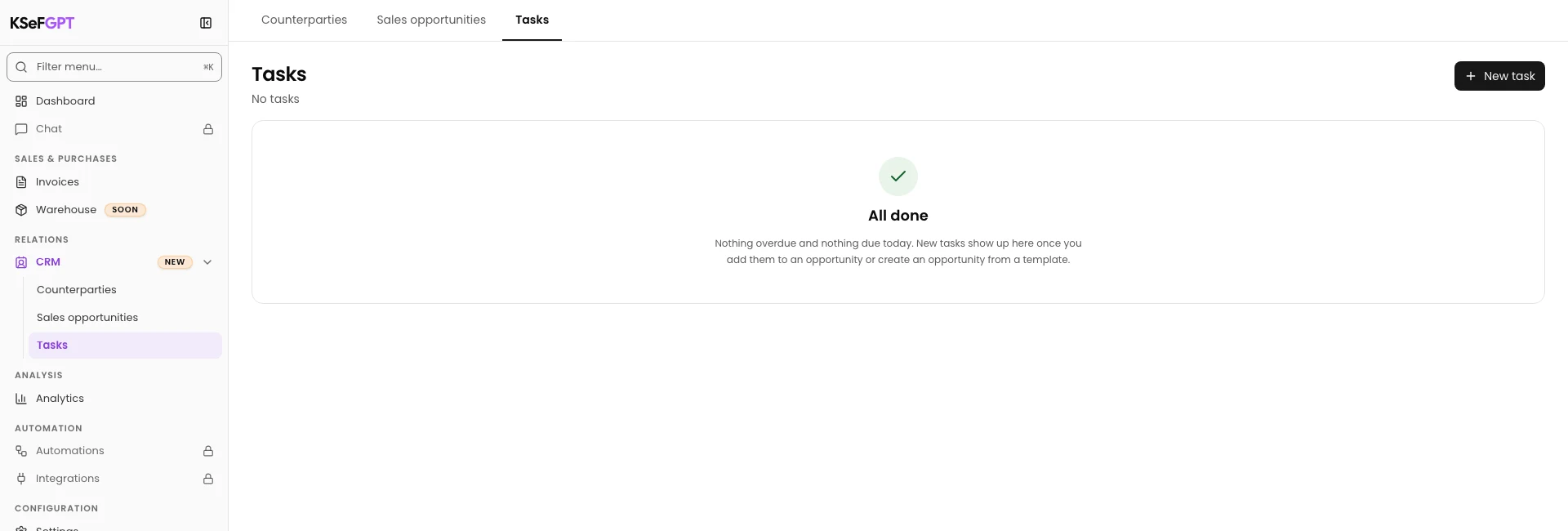 Open a new task: Add a task with a due date in CRM