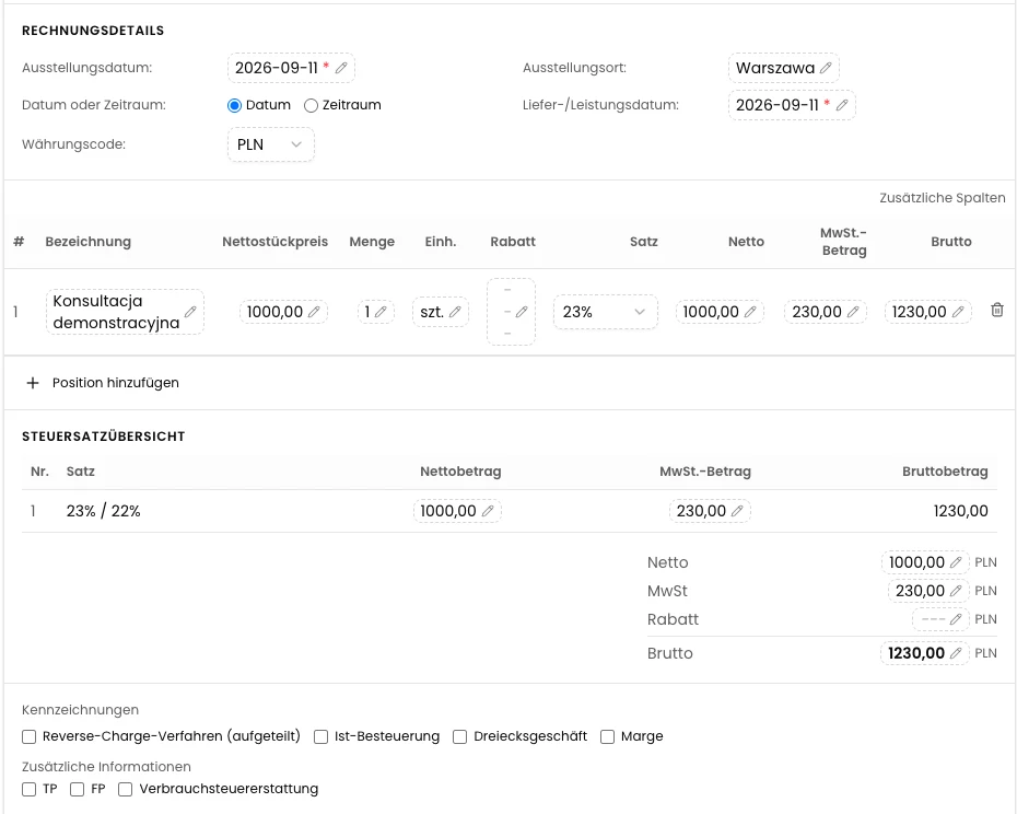 Die Daten prüfen und Beträge korrigieren - KSeFGPT