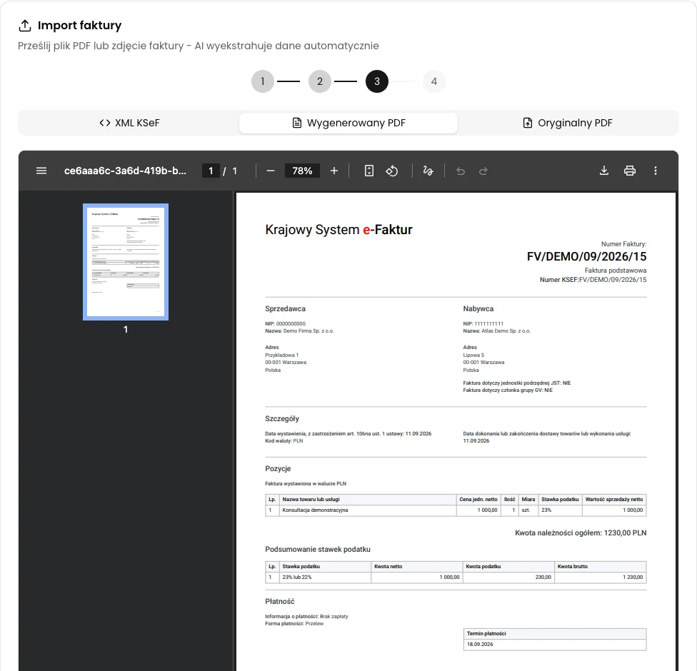Sprawdź wygenerowany PDF - KSeFGPT