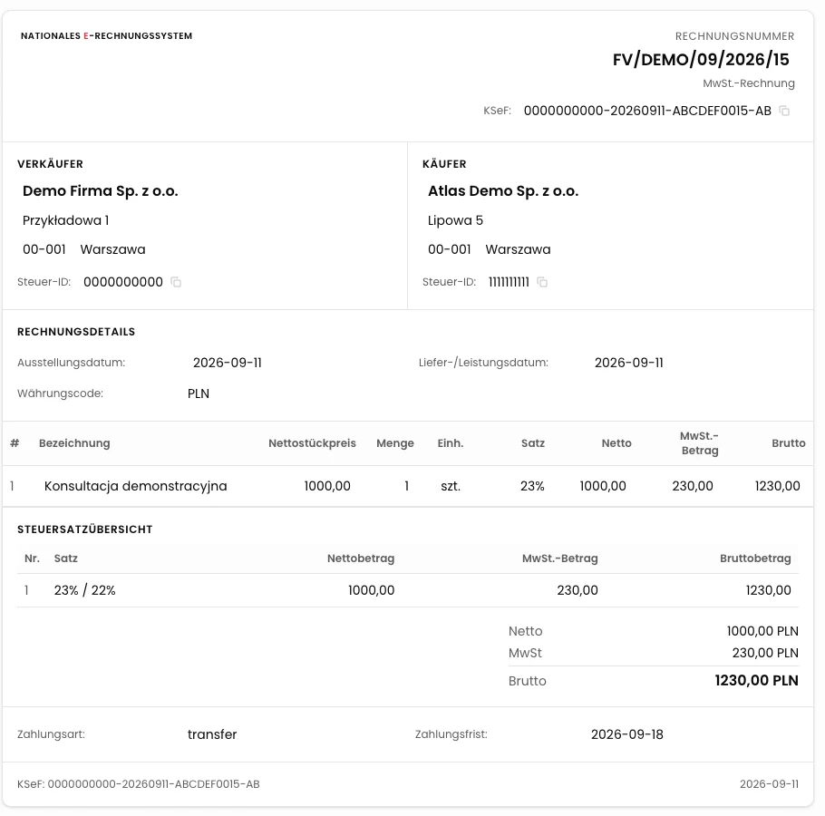 Die Rechnung öffnen und ihre KSeF-Nummer prüfen - KSeFGPT