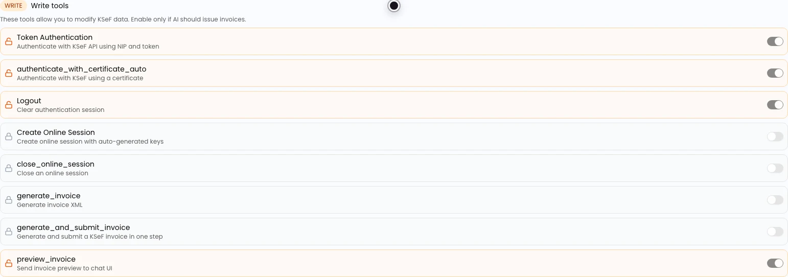 Write tools on the company card after applying Read only